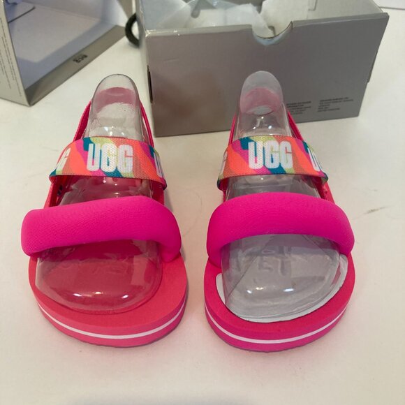 UGG Sandal Pink White Blue Neon Zuma Sling Flip Flop Shoe Baby Toddler 12-18M - Picture 9 of 10